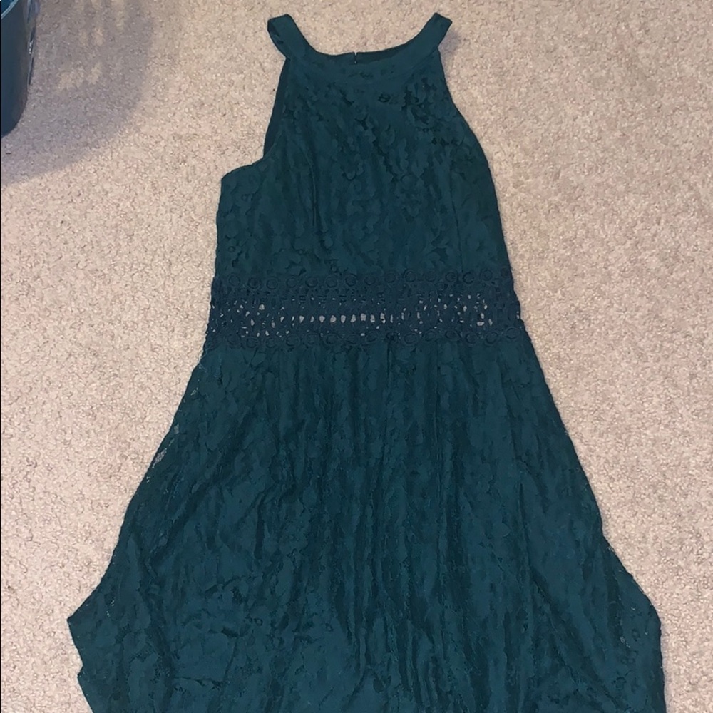 Emerald green lace dry goods dress